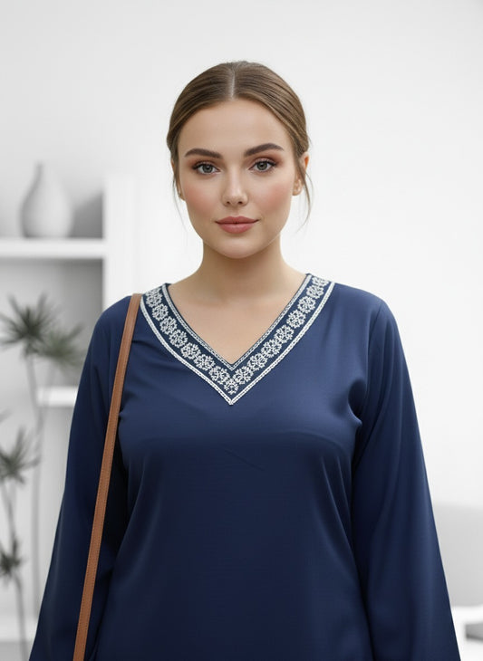 Navy Blue Rayon Short Kurti