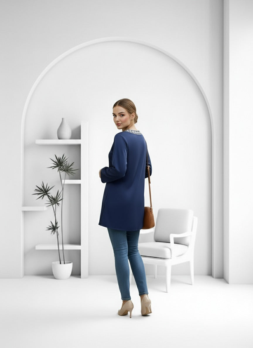 Navy Blue Rayon Short Kurti