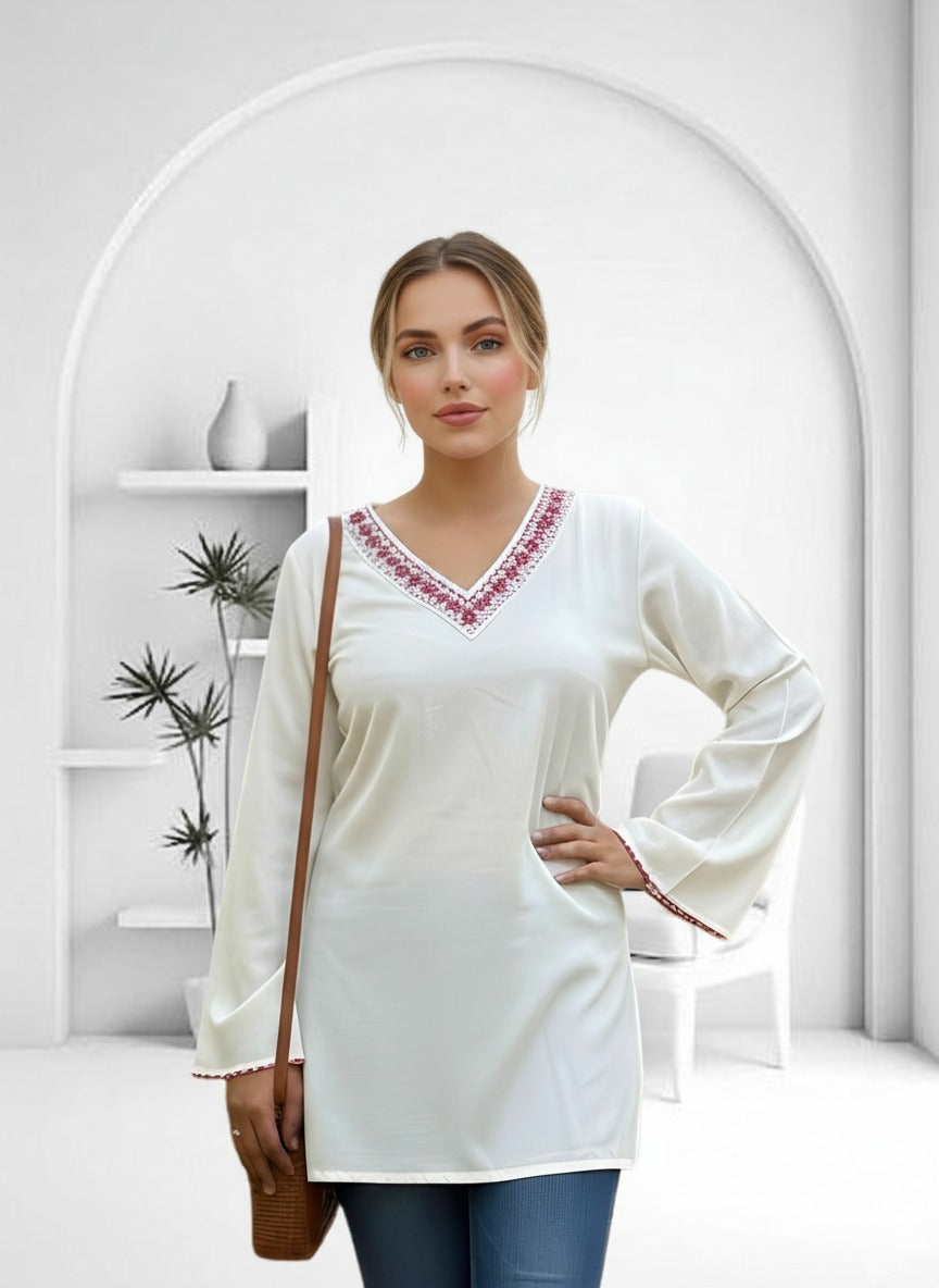 White Rayon Short Kurti