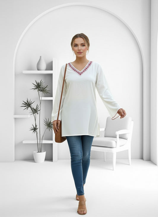 White Rayon Short Kurti