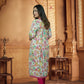 White & Pink Floral Print Rayon Kurta pant Set