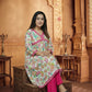 White & Pink Floral Print Rayon Kurta pant Set