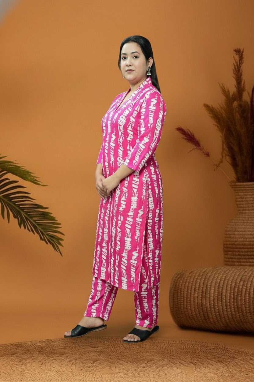 Pink & White Rayon Co-Ord Set