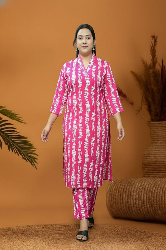 Pink & White Rayon Co-Ord Set