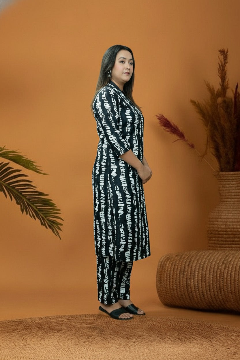 Black & White Rayon Co-Ord Set