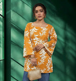 Yellow & White Printed Rayon Kurti