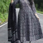 Black Printed Rayon Anarkali Ethnic Set with Dupatta