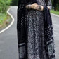 Black Printed Rayon Anarkali Ethnic Set with Dupatta