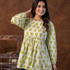 Mustard Floral Printed Short Kurti