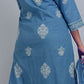Blue Printed Rayon  Kurta Pant  Set
