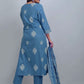 Blue Printed Rayon  Kurta Pant  Set