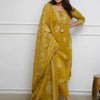 Mustard Printed Rayon Kurta Pant Set
