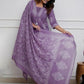 Lavender Printed Rayon Kurta Pant Set