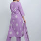 Lavender Printed Rayon Kurta Pant Set
