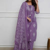Lavender Printed Rayon Kurta Pant Set