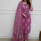 Wine Printed Rayon Kurta Pant Set
