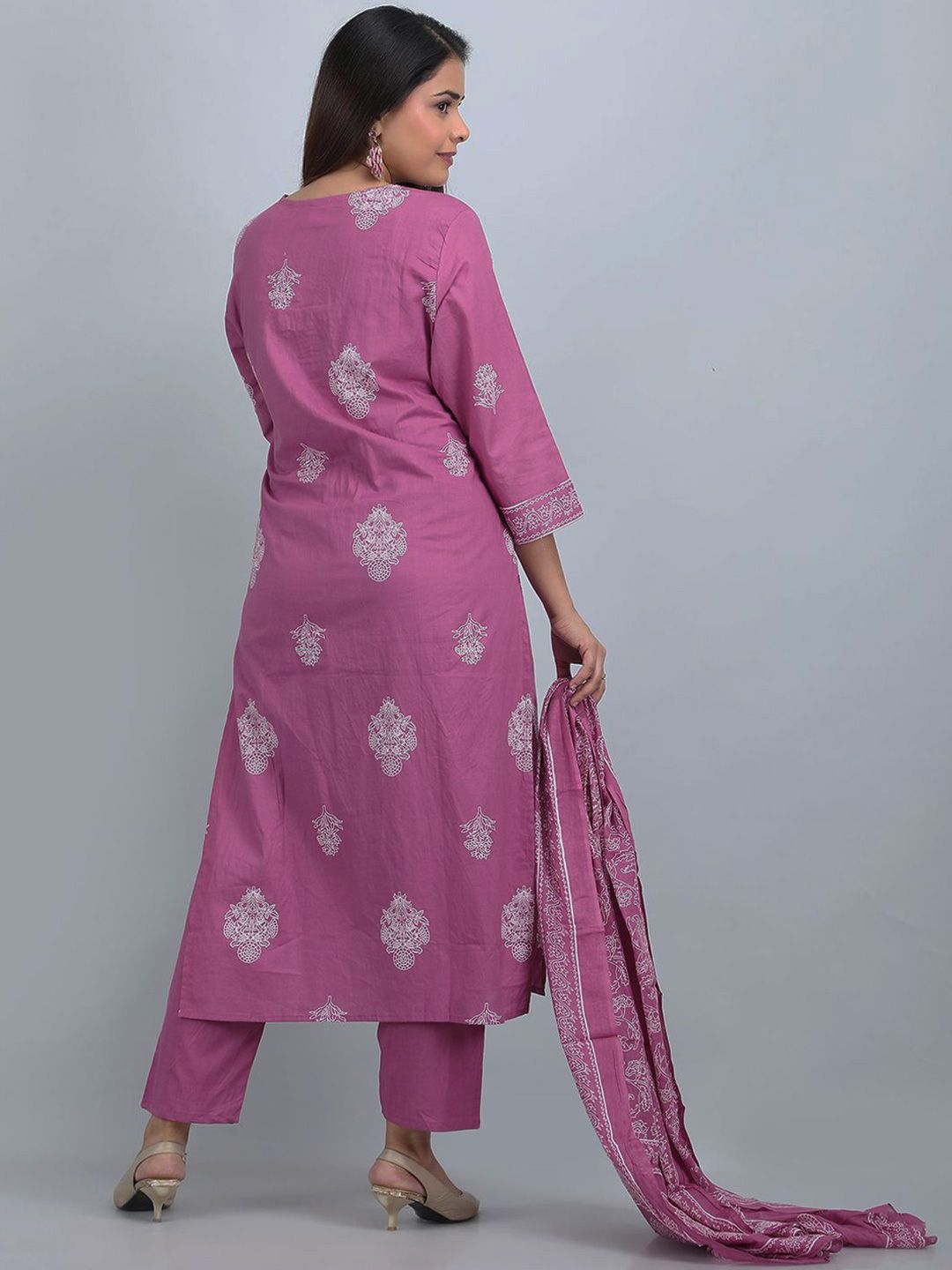 Wine Printed Rayon Kurta Pant Set