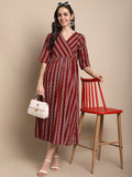 Maroon Printed Maternity Gown