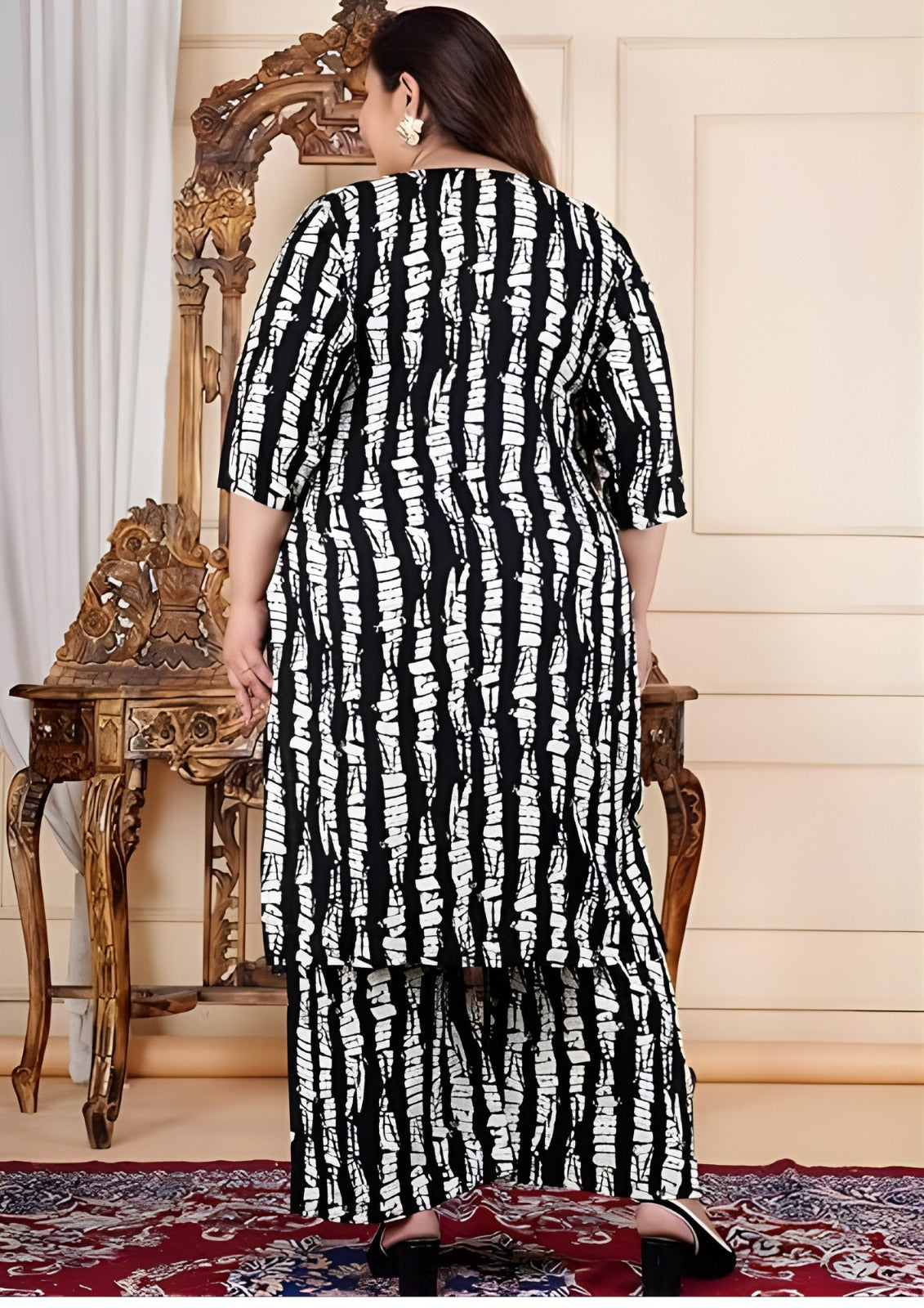 White & Black Printed Co-Ord Set