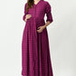 Wine Printed Maternity Gown