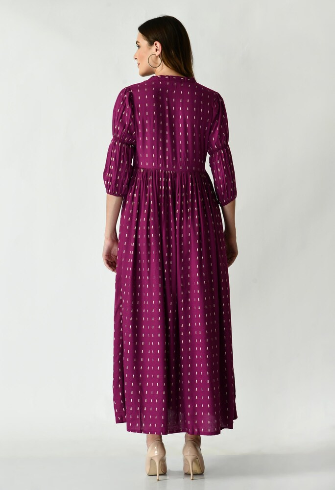 Wine Printed Maternity Gown