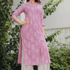 Pink & White Printed Kurta Pant Set