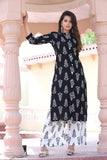 Black & White Printed Kurta Pant Set
