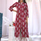 Maroon & White Printed Kurta Pant Set