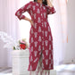 Maroon & White Printed Kurta Pant Set