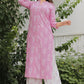 Pink & White Printed Kurta Pant Set