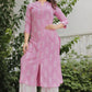 Pink & White Printed Kurta Pant Set