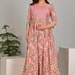 Pink Printed Rayon Maternity Gown