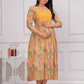 Yellow Printed Rayon Maternity Gown