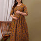 Mustard Yellow Rayon Printed Maternity Gown