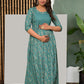 Blue Printed Rayon Maternity Gown