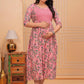 Pink Printed Rayon Maternity Gown