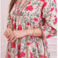 Cream & Pink Floral Rayon Printed Kurta Pant Set