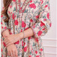 Cream & Pink Floral Rayon Printed Kurta Pant Set