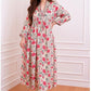 Cream & Pink Floral Rayon Printed Kurta Pant Set