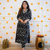 White & Black Leheriya Rayon Printed Kurta Pant Set