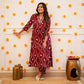 Maroon & White Leheriya Rayon Printed Kurta Pant Set