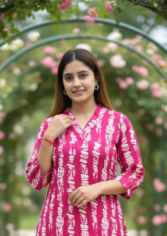 Magenta Abstract Printed Rayon Co-Ord Set