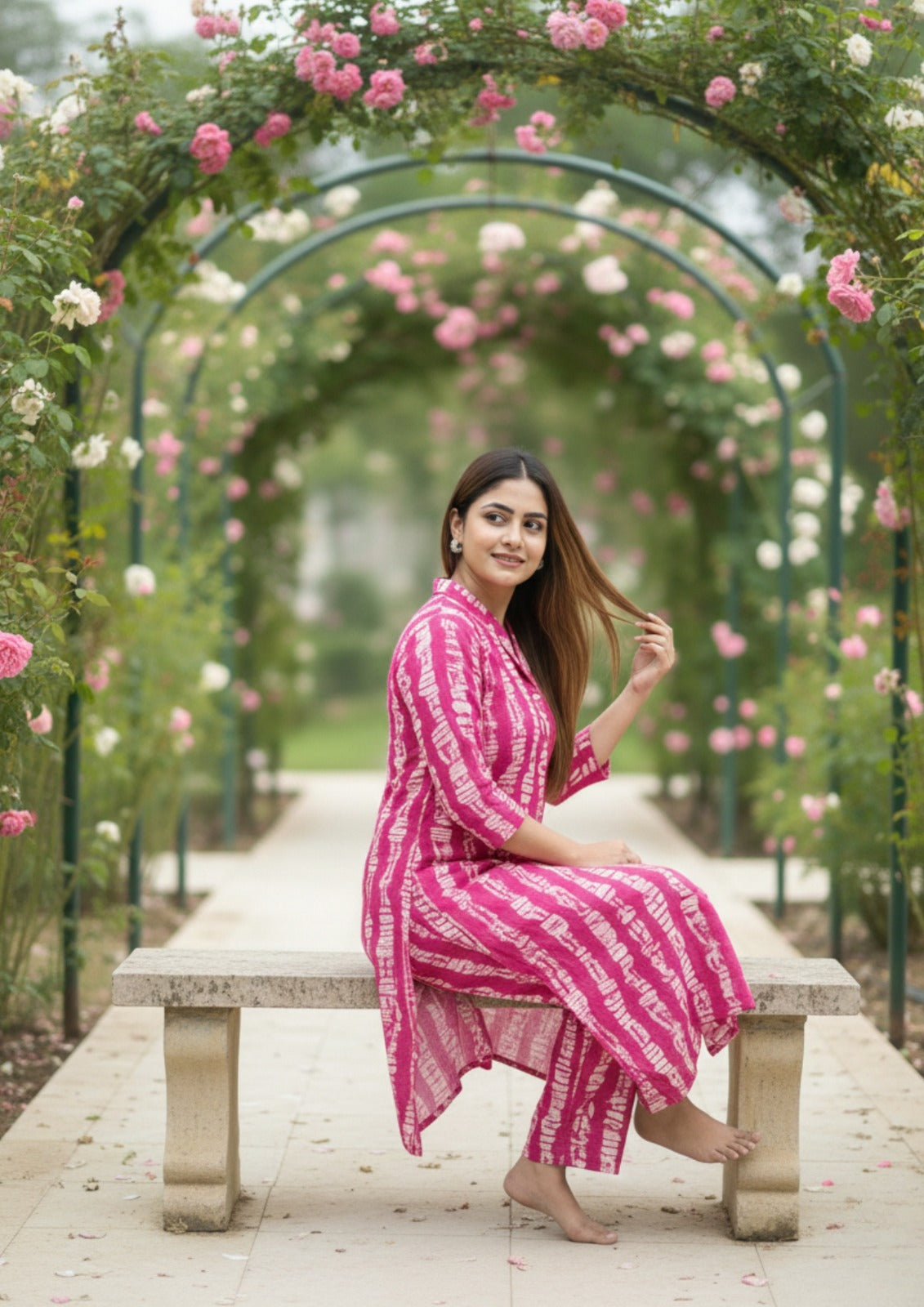 Magenta Abstract Printed Rayon Co-Ord Set