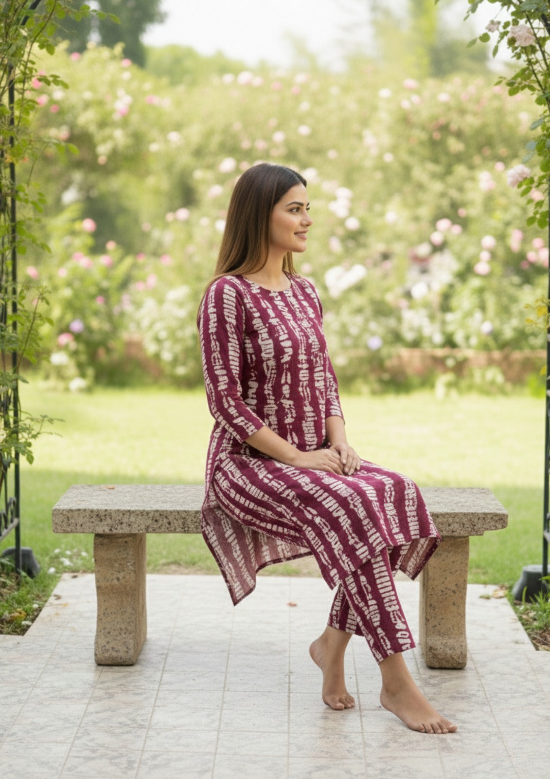 Maroon Abstract Printed Rayon Co-Ord Set