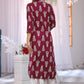 Maroon & White Printed Kurta Pant Set